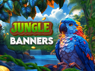 Casino banners (Jungle)🌲 art banner banners cartoon style casino casino banner casino banners casino online graphic design jungle ui