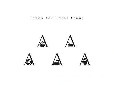 Hotel's icons a letter beach branding cafeteria design gardens graphic design hotel icon identity logo logo design monogram restaurant swimming pool visual identity