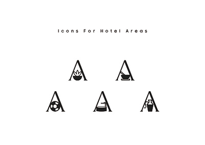 Hotel's icons a letter beach branding cafeteria design gardens graphic design hotel icon identity logo logo design monogram restaurant swimming pool visual identity