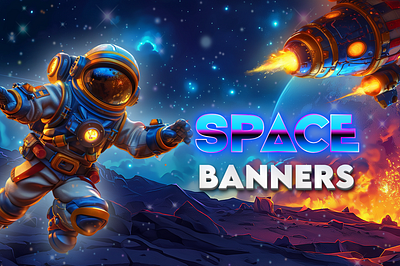 Casino banners (Space)🚀 art banner banners cartoon style casino casino banner casino banners casino online graphic design spase ui