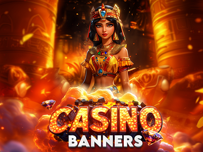 Casino banners (Ancient Egypt)🐈‍⬛ ancient egypt art banner banners cartoon style casino casino banner casino banners casino online graphic design ui