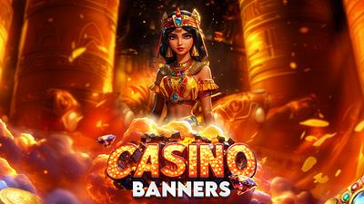 Casino banners (Ancient Egypt)🐈‍⬛ ancient egypt art banner banners cartoon style casino casino banner casino banners casino online graphic design ui