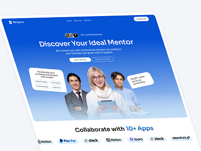 Berguru - AI Powered Digital Mentor Finder Website ai education landing page ui uiux