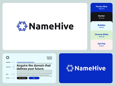 NameHive - Logo Design bee brand brand identity design brand name branding creative logo domain hive identity jeroen van eerden logo modern logo name nest visual identity design