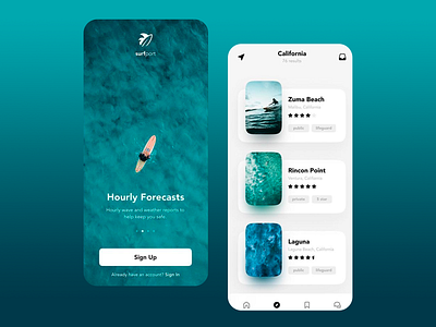 Surfing App Concept adventure app ar beach clean ui interface ios map mobile ocean spot booking app summer surf surf app surf board surfboard surfers surfing tour travel ui ux