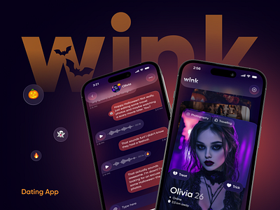 🧛Mobile design for dating app | Hyperactive app app design chat dark dating app death design graphic design halloween hyperactive messages mobile monsters product design profile saas trick or treat ui ux web design