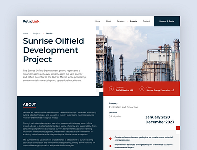 PetroLink – Oil & Gas Company Website UI construction energy exploration energy industry energy sector engineering gas industry industrial design innovation oil and gas petrolink project details project insights project management sustainability technology ui inspiration ui showcase ui trends