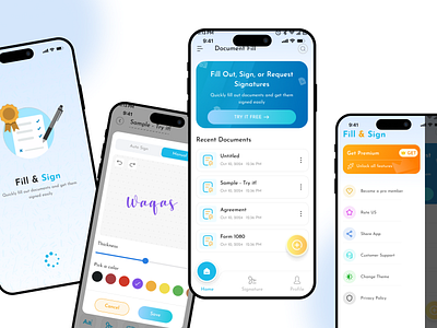Document Fill App UI UX Design app design branding ui ux vector