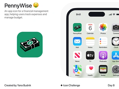 PennyWise - App Icon app icon branding finance ios logo manage budget management track expenses ui