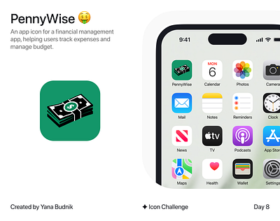 PennyWise - App Icon app icon branding finance ios logo manage budget management track expenses ui