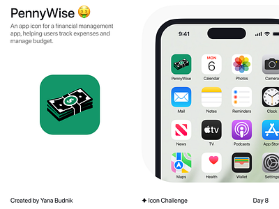 PennyWise - App Icon app icon branding finance ios logo manage budget management track expenses ui