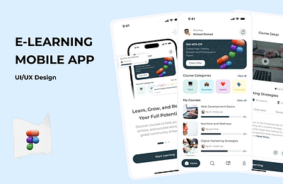 CourseQuest - E-Learning Mobile App class design e learning education figma ui uiux