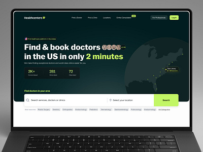 HealthCenters clean design illustration landing landing page modern ui