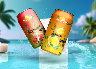 Mockup Canned Juice "Paradiso" 3d animation brand branding can graphic design juice logo mockup motion graphics ui