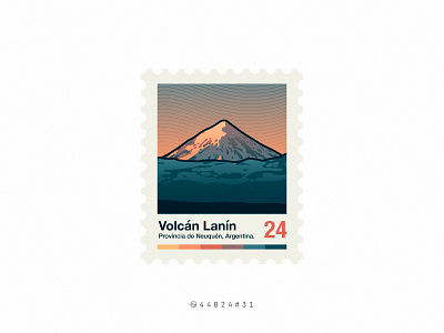 44B24#31 argentina badge color gradient helvetica illustration lanin mountain nature neuquén pallete patagonia post retro stamp sticker sunset vintage volcano