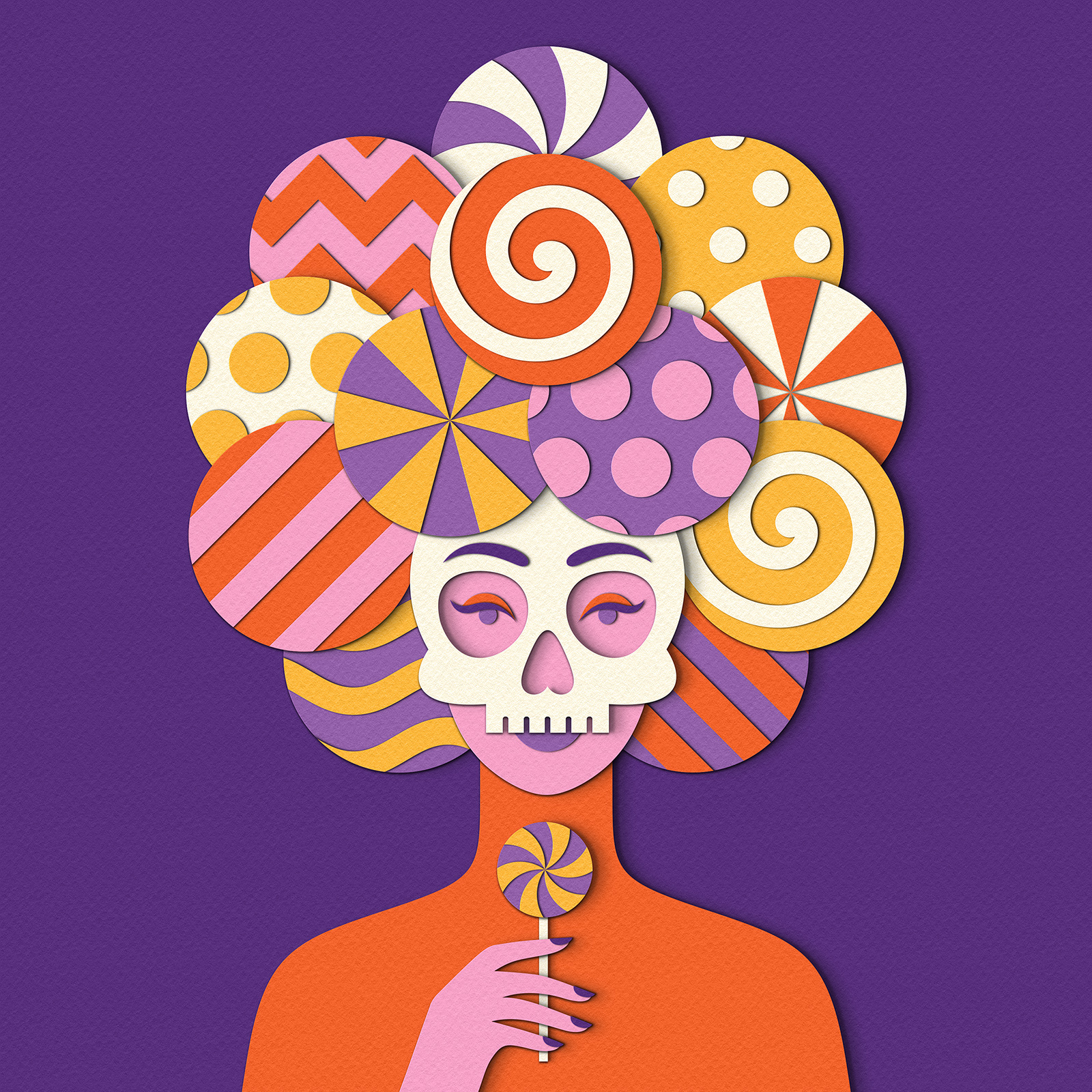 Sugar Skull advertising candy costume design halloween illustration lollipop paper craft people skull sweets
