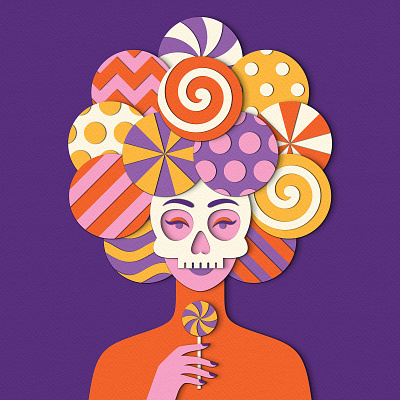 Sugar Skull advertising candy costume design halloween illustration lollipop paper craft people skull sweets