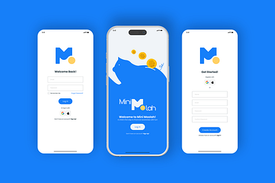 Sign up and login for MiniMoolah - A financial awareness app branding dailyui graphic design ui ux