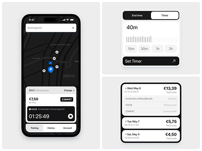 Parking App Concept - Mobile app app design car design minimal mobile parking receipt simple summery timer ui uiux ux