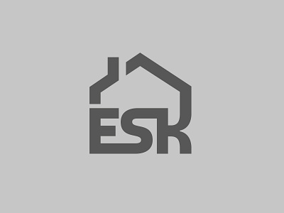 ESK Roofing Logo branding compination esk grey house letters logo roof roofing typography