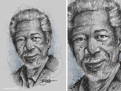 Morgan Freeman - Scribble art abstract actor draw drawing film freehand illustration inspirational legendary line movie pen portrait portrait illustration scribble scribble art