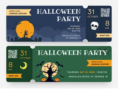Creative Ticket Design for Halloween Event design halloween halloween night halloween party halloween party ticket halloween ticket illustration october party ticket