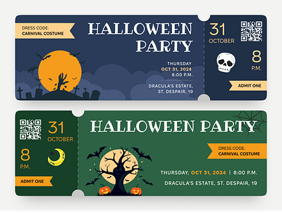 Halloween Party Tickets design halloween halloween night halloween party halloween party ticket halloween ticket illustration october party ticket