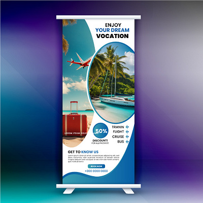 Travel and tourism rollup banner design travel