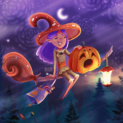 Halloween WITCH children's book illustration 2d art book illustration character design childrens art procreate