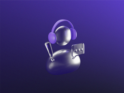 3D Illustration - Customer Support 3d 3d icon 3d illustration 3d poeple blender brand element branding customer support glassmorphism icon pack purple web illustration