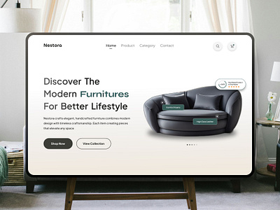 Nestora - Furniture Landing Page best web design branding clean design design furniture landing page hero landing page landing page ui modern landing page product design ui ux web design