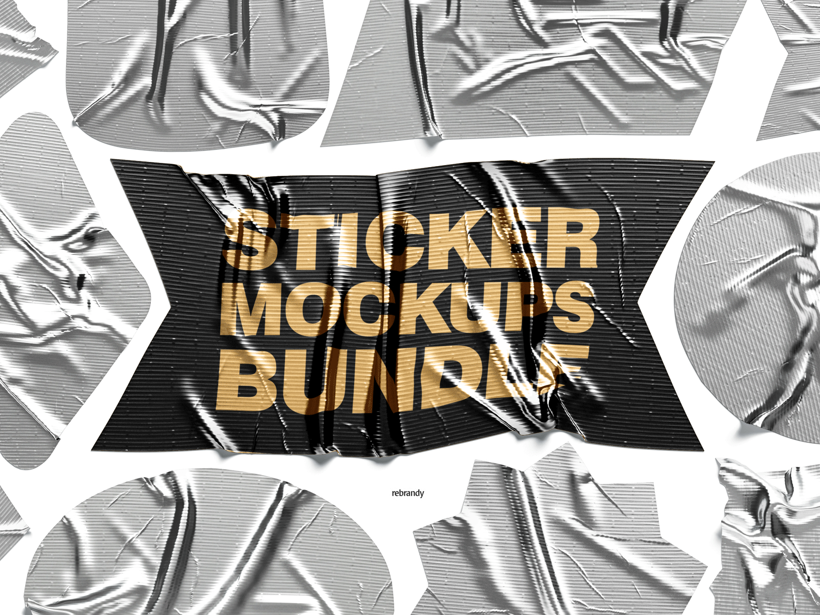 Sticker Mockups Bundle crumpled