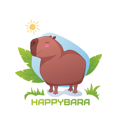 Happybara illstration capybara illustration vector