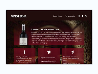 E-commerce Shop - Daily UI Challenge #012 12 bottle cellar challenge dailui12 dailyui ecommerce france glasseffect grape immersive immerssivedesign red rouge taste ui vin webdesign wine wineyard