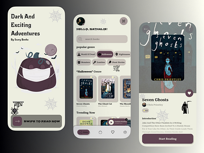 Mobile reading app book story app halloween halloween theme mobile app mobile reading app reading book scary scary book story book ui