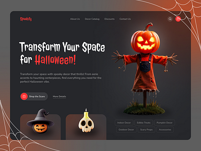 Spookify: Killer Halloween Décor You’ll Love to Death 3d animation branding darktheme diwali festivle graphic design halloween toy toyt ui ux uxui website