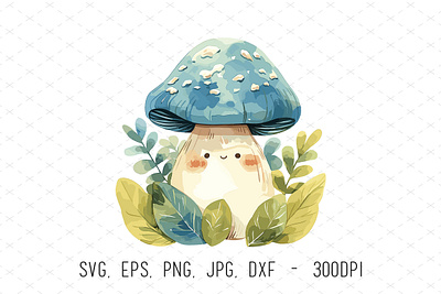 Watercolor Cute Woodland Mushroom Illustration baby cute design forest illustrations illustrator kids mushroom nursery svg vector watercolor woodland