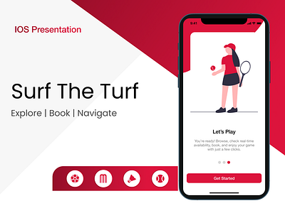 IOS Presentation - Turf Booking App ios ios portfolio ios presentation mobile app sports app surf the turf turf booking app ui design