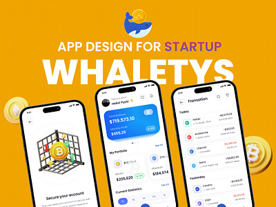 🐳 Whaletys - Crypto Wallet Mobile App Design for Startup 💸🔒 3d animation app app design branding crypto app design crypto wallet app cryptocurrency app design graphic design illustration mobile app design motion graphics ui ui design user experience user interface ux ux design whaletys