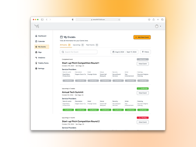 ENTITLED: Event Management Platform event management figma ui web application