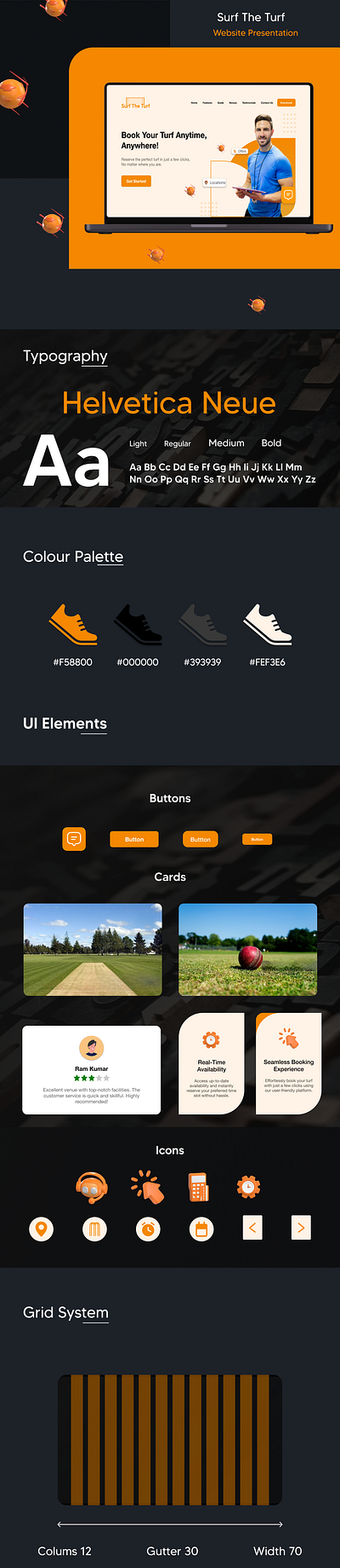 Website Presentation - Turf Booking App game helvetica neue sports app turf booking app ui design uiux user interface website portfolio website presentation
