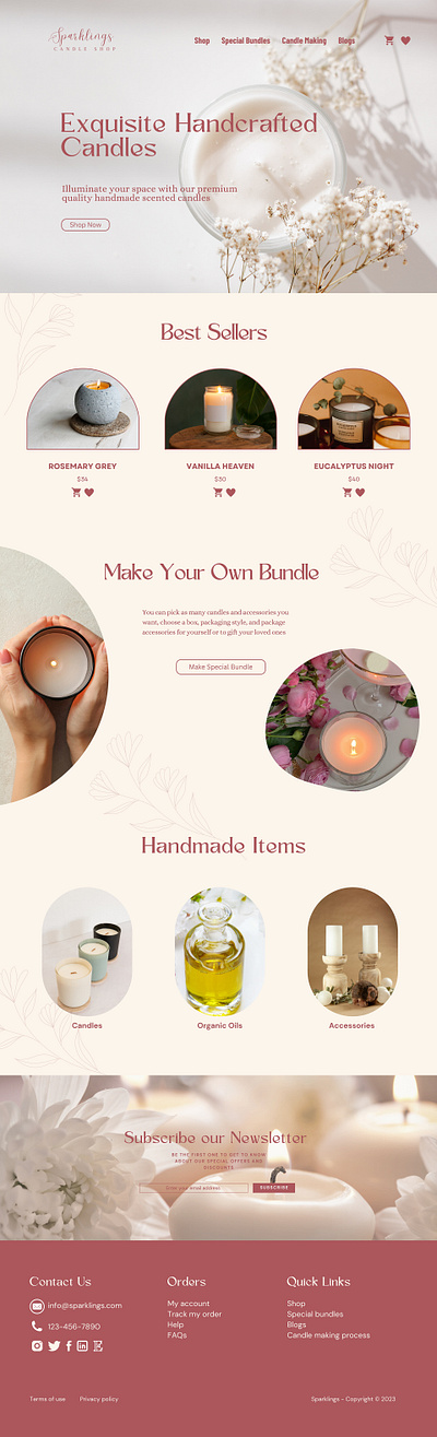 Candle Shop Website branding design design customization figma ui uiux web design website website design