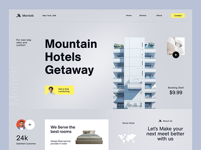 Morriott- Hotel Website Design booking brand design design elegant website graphic design header home hotel house interface landing page minimal design product project property service ui ui ux web design website