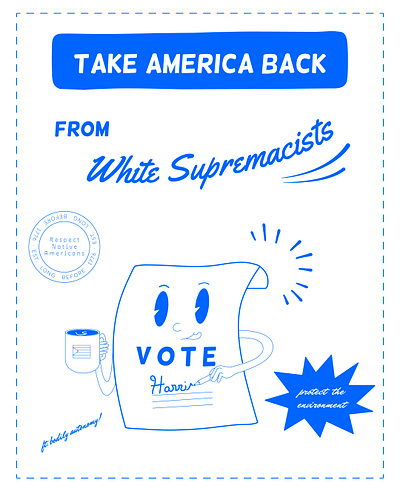 Take America Back (from White Supremacists) america design elections humor illustration kamala harris midcentury retro vintage