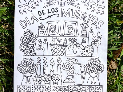 Coloring Sheet for Creative Bug for Libraries black and white coloring book coloring sheet dia de los muertos downloadable illustration