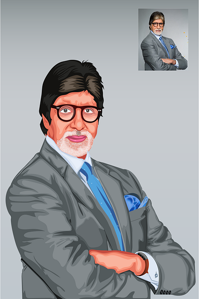 The Indian Actor Amitabh Bachhan 2024 2d design 2d illustraition 2d vector amitabh bachhan design digital portrait illustration illustrator india india designer portrait vector