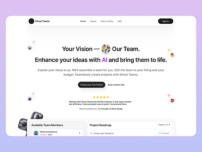 Ghost Teams - App Design ai app design design design platform home page homepage landing landing page minimal online meeting platform product design project design project startup startup web design web design inspiration webdesign website website design