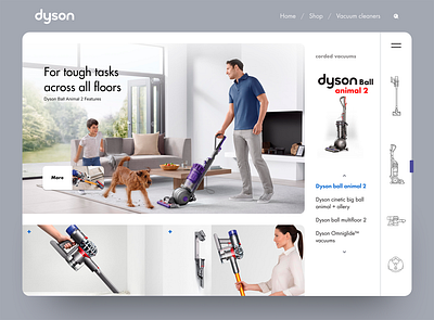 dyson animal 2 bento grey nav navigation product ui ui design ux vacuum web web design