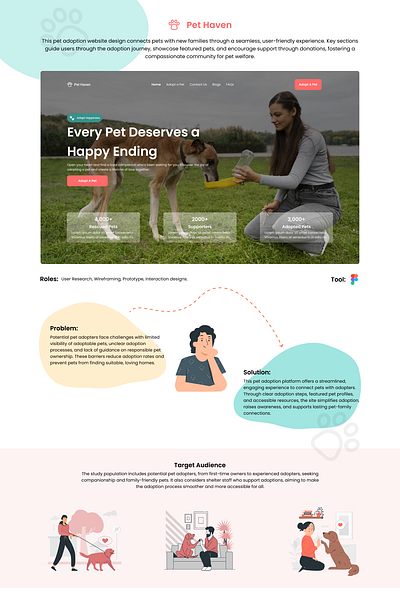 Pet Haven - Pet Adoption Website Landing Page Design design ecommerce graphic design landingpage pets ui uiux webdesign website