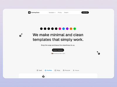 Coming Soon - Web Design app design blogs branding clean clean design design landing landing page minimal note taking notes notion podcast portfolio saas templates ui ux web design website